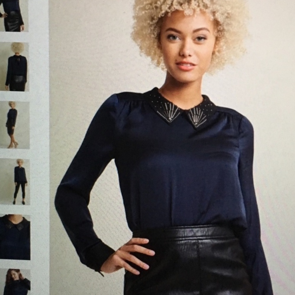 Modcloth Embellished Peter Pan Collar Blouse